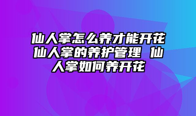 仙人掌怎么养才能开花仙人掌的养护管理 仙人掌如何养开花