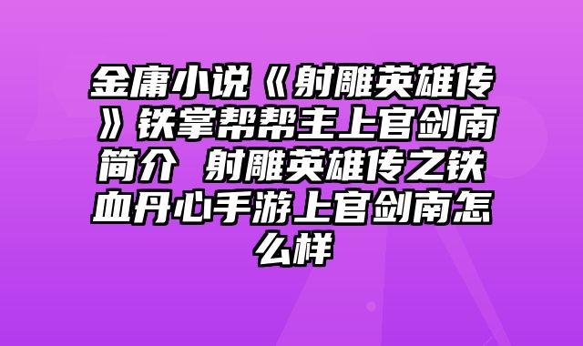 金庸小说《射雕英雄传》铁掌帮帮主上官剑南简介 射雕英雄传之铁血丹心手游上官剑南怎么样
