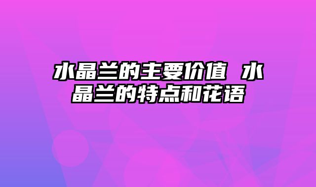 水晶兰的主要价值 水晶兰的特点和花语