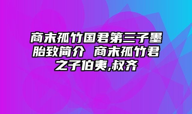 商末孤竹国君第三子墨胎致简介 商末孤竹君之子伯夷,叔齐