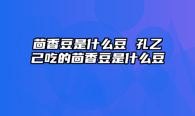 茴香豆是什么豆 孔乙己吃的茴香豆是什么豆