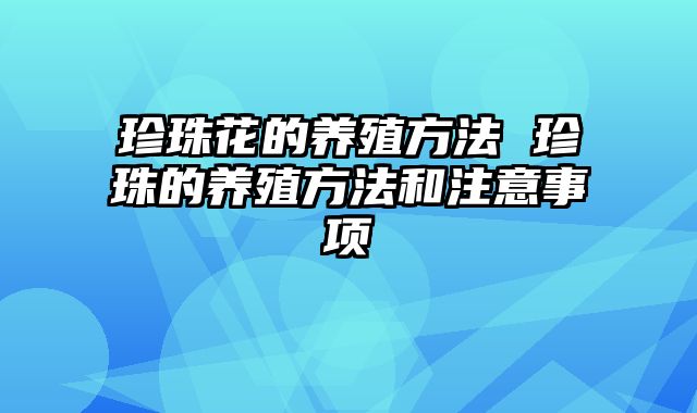 珍珠花的养殖方法 珍珠的养殖方法和注意事项