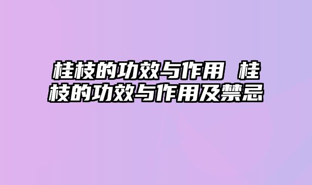 桂枝的功效与作用 桂枝的功效与作用及禁忌