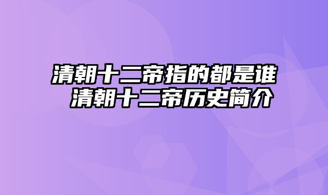 清朝十二帝指的都是谁 清朝十二帝历史简介