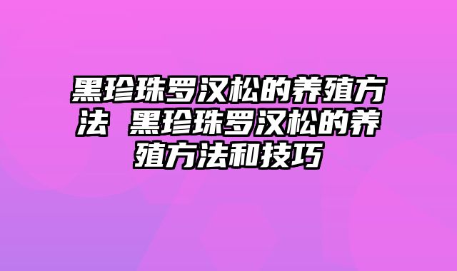 黑珍珠罗汉松的养殖方法 黑珍珠罗汉松的养殖方法和技巧