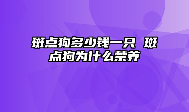 斑点狗多少钱一只 斑点狗为什么禁养