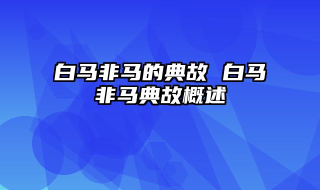白马非马的典故 白马非马典故概述