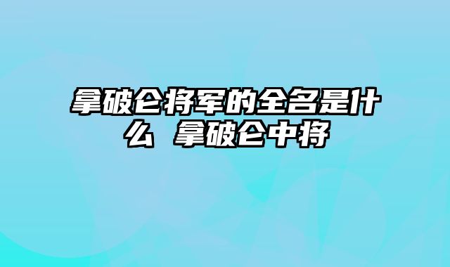 拿破仑将军的全名是什么 拿破仑中将