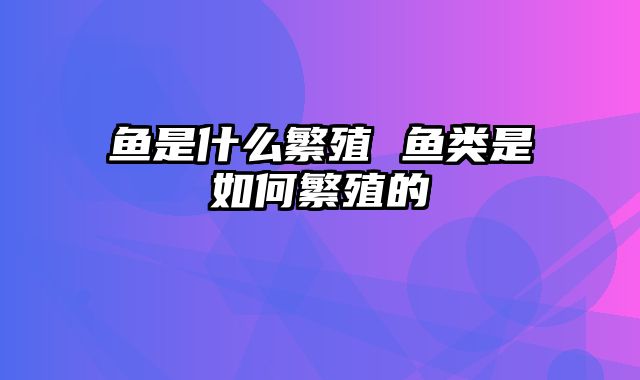 鱼是什么繁殖 鱼类是如何繁殖的
