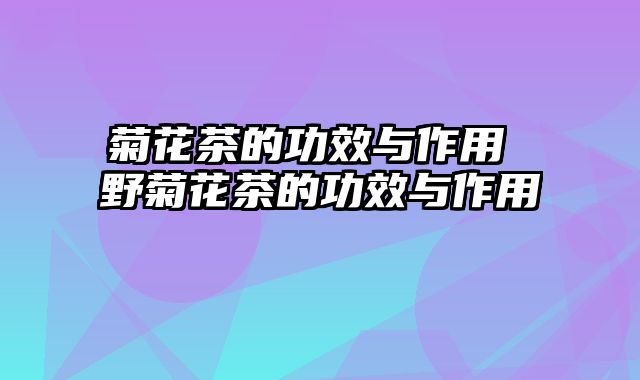 菊花茶的功效与作用 野菊花茶的功效与作用