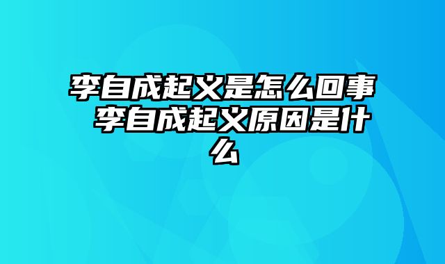 李自成起义是怎么回事 李自成起义原因是什么