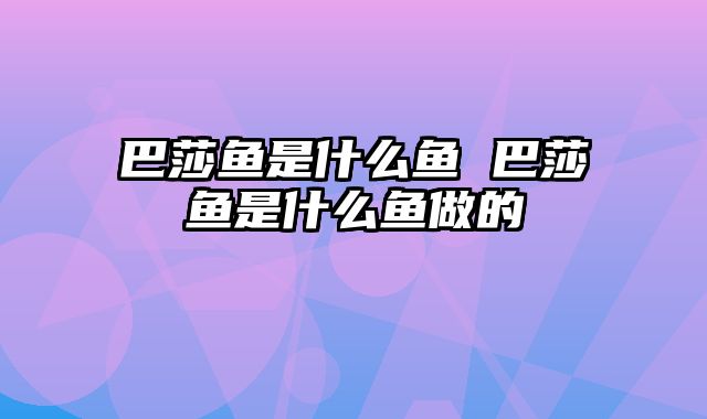 巴莎鱼是什么鱼 巴莎鱼是什么鱼做的