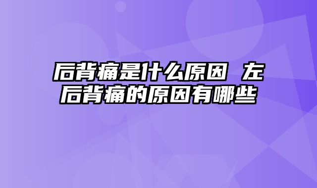 后背痛是什么原因 左后背痛的原因有哪些
