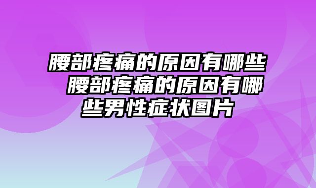 腰部疼痛的原因有哪些 腰部疼痛的原因有哪些男性症状图片