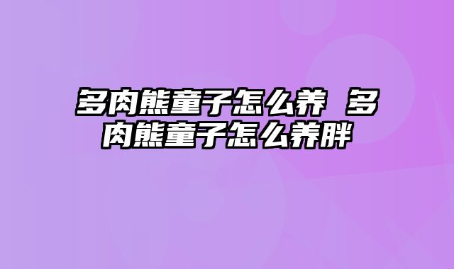 多肉熊童子怎么养 多肉熊童子怎么养胖