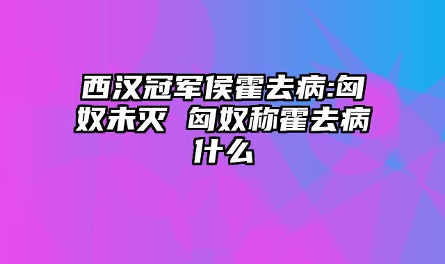 西汉冠军侯霍去病:匈奴未灭 匈奴称霍去病什么