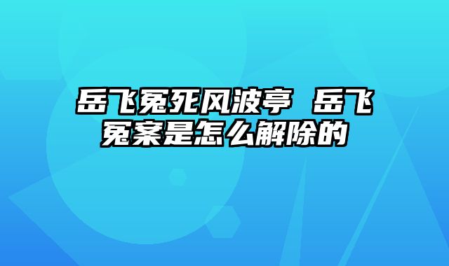岳飞冤死风波亭 岳飞冤案是怎么解除的
