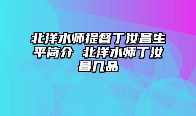 北洋水师提督丁汝昌生平简介 北洋水师丁汝昌几品