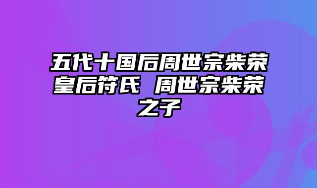 五代十国后周世宗柴荣皇后符氏 周世宗柴荣之子
