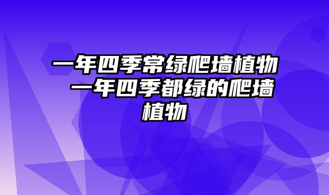 一年四季常绿爬墙植物 一年四季都绿的爬墙植物