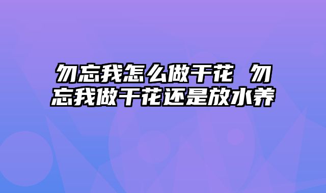 勿忘我怎么做干花 勿忘我做干花还是放水养