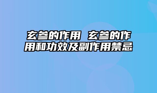 玄参的作用 玄参的作用和功效及副作用禁忌