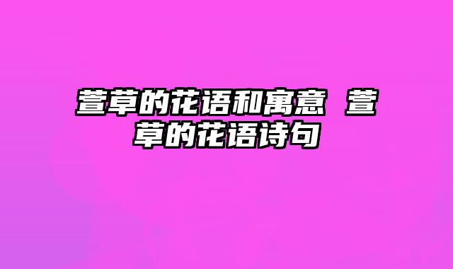 萱草的花语和寓意 萱草的花语诗句