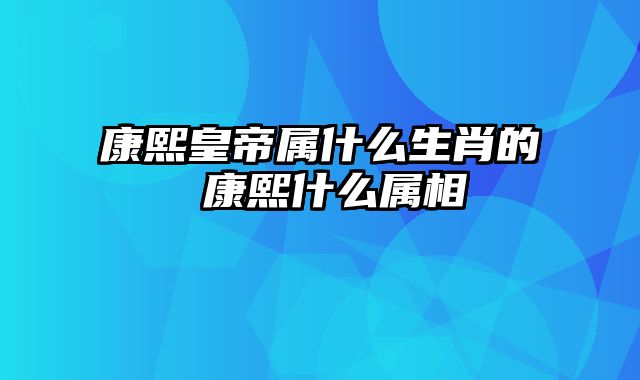 康熙皇帝属什么生肖的 康熙什么属相