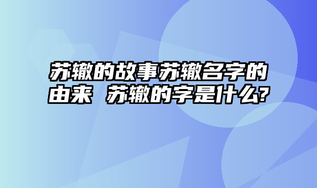 苏辙的故事苏辙名字的由来 苏辙的字是什么?