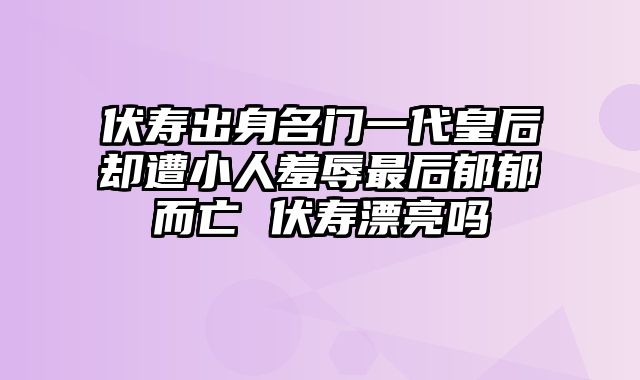 伏寿出身名门一代皇后却遭小人羞辱最后郁郁而亡 伏寿漂亮吗