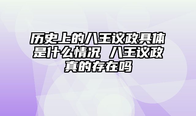 历史上的八王议政具体是什么情况 八王议政真的存在吗