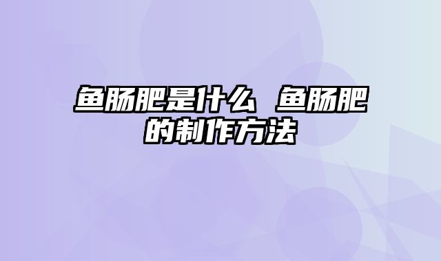 鱼肠肥是什么 鱼肠肥的制作方法