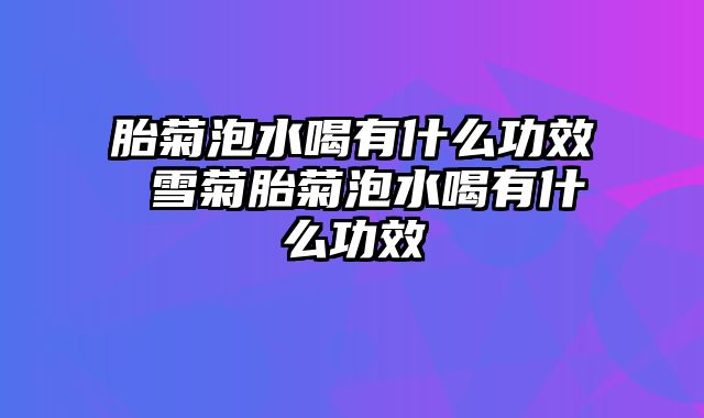 胎菊泡水喝有什么功效 雪菊胎菊泡水喝有什么功效