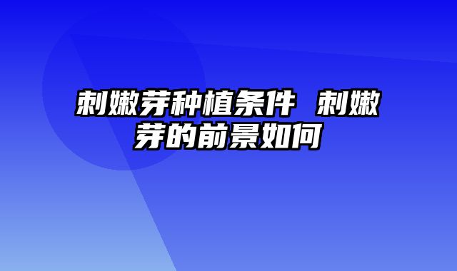 刺嫩芽种植条件 刺嫩芽的前景如何