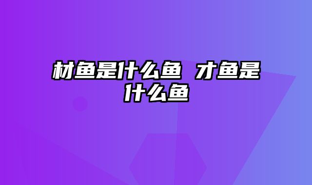 材鱼是什么鱼 才鱼是什么鱼