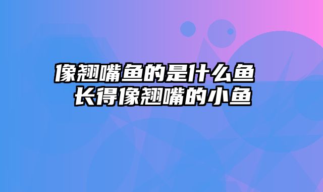 像翘嘴鱼的是什么鱼 长得像翘嘴的小鱼