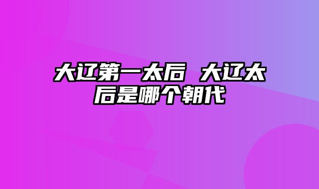 大辽第一太后 大辽太后是哪个朝代