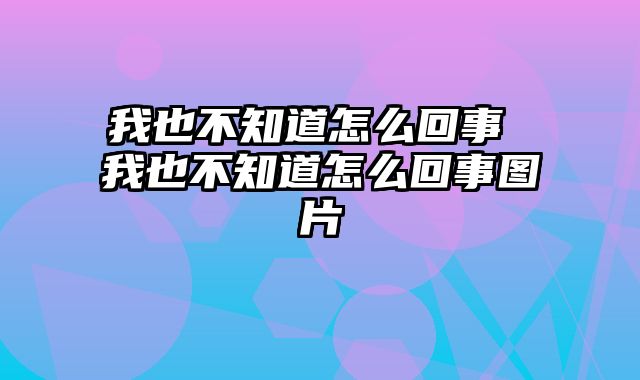 我也不知道怎么回事 我也不知道怎么回事图片