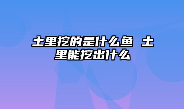 土里挖的是什么鱼 土里能挖出什么 