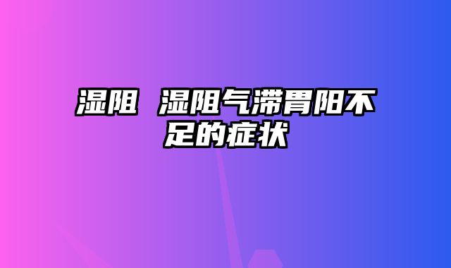 湿阻 湿阻气滞胃阳不足的症状