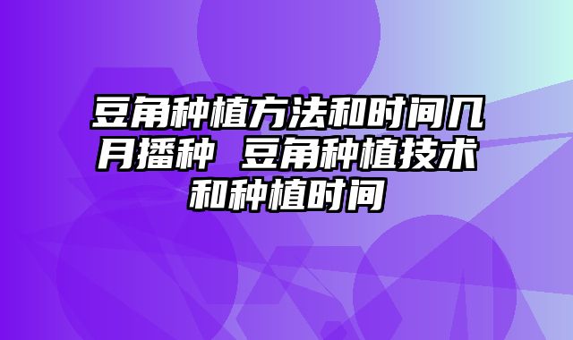 豆角种植方法和时间几月播种 豆角种植技术和种植时间