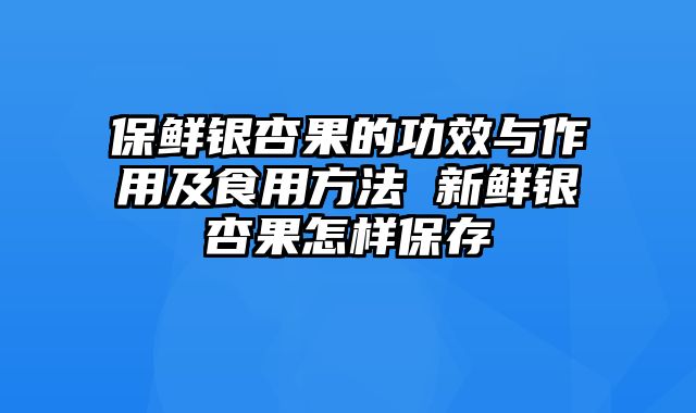 保鲜银杏果的功效与作用及食用方法 新鲜银杏果怎样保存