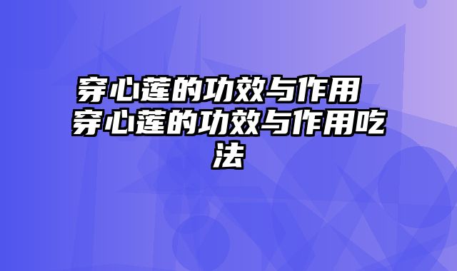 穿心莲的功效与作用 穿心莲的功效与作用吃法
