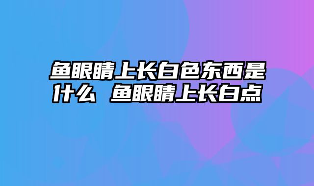 鱼眼睛上长白色东西是什么 鱼眼睛上长白点