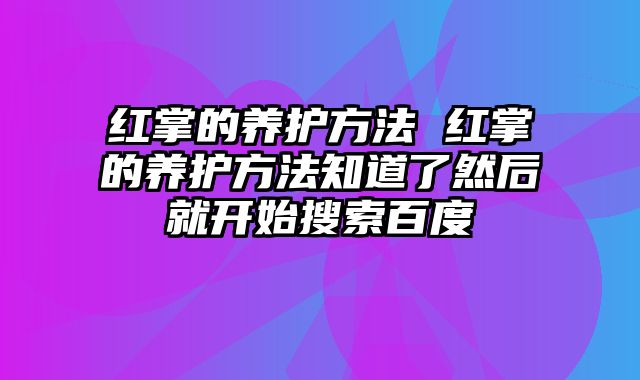 红掌的养护方法 红掌的养护方法知道了然后就开始搜索百度