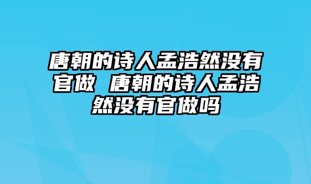 唐朝的诗人孟浩然没有官做 唐朝的诗人孟浩然没有官做吗