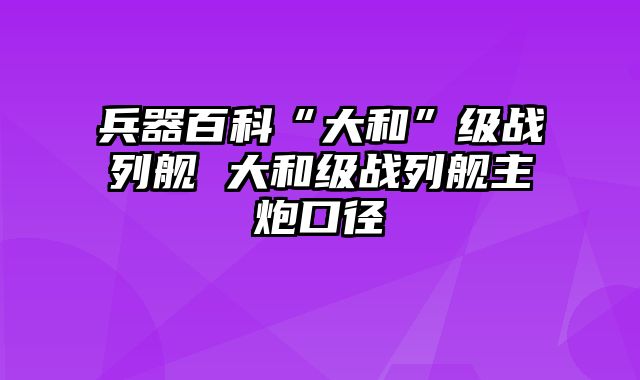 兵器百科“大和”级战列舰 大和级战列舰主炮口径