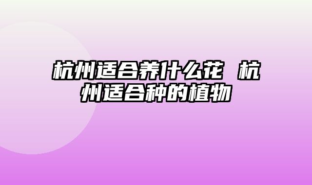 杭州适合养什么花 杭州适合种的植物