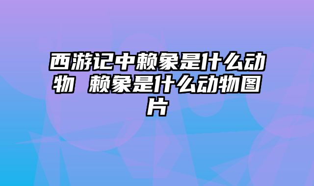 西游记中赖象是什么动物 赖象是什么动物图片