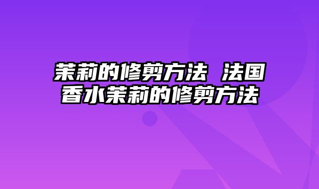 茉莉的修剪方法 法国香水茉莉的修剪方法